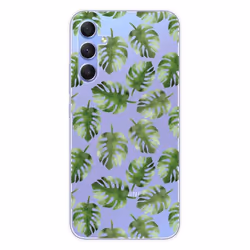 Coque en silicone - Compatible Samsung Galaxy A34 5G - design feuilles de monstera