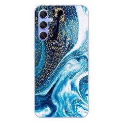 Coque en silicone - Compatible Samsung Galaxy A34 5G - design marbre bleu paillete