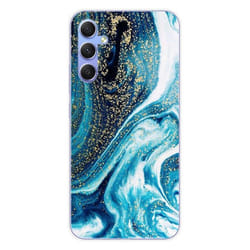 Coque en silicone - Compatible Samsung Galaxy A34 5G - design marbre bleu paillete