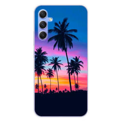 Coque en silicone - Compatible Samsung Galaxy A34 5G - design palmiers colores
