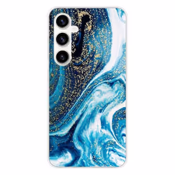 Coque en silicone - Compatible Samsung Galaxy S23 FE - design marbre bleu paillete