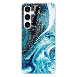 Coque en silicone - Compatible Samsung Galaxy S23 FE - design marbre bleu paillete