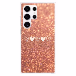 Coque en silicone - Compatible Samsung Galaxy S24 Ultra - design paillettes coeur