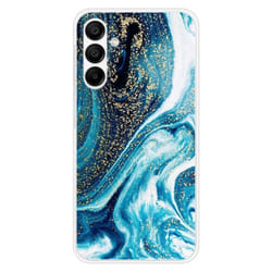 Coque en silicone - Compatible Samsung Galaxy A15 - design marbre bleu paillete