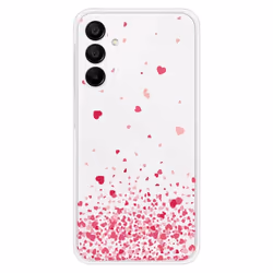 Coque en silicone - Compatible Samsung Galaxy A15 - design confettis de coeurs rose