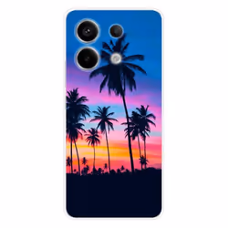 Coque en silicone - Compatible Xiaomi Redmi Note 13 Pro 5G - design palmiers colores