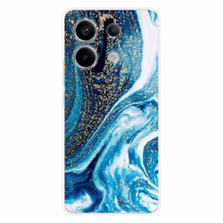Coque en silicone - Compatible Xiaomi Redmi Note 13 Pro 5G - design marbre bleu paillete