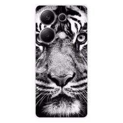 Coque en silicone - Compatible Xiaomi Redmi Note 13 Pro 4G - design tigre blanc et noir