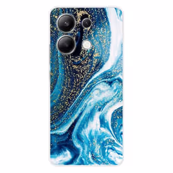 Coque en silicone - Compatible Xiaomi Redmi Note 13 4G - design marbre bleu paillete