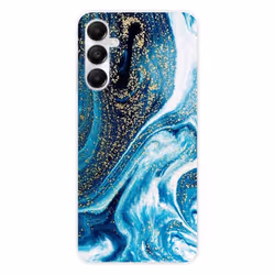 Coque en silicone - Compatible Samsung Galaxy A25 - design marbre bleu paillete