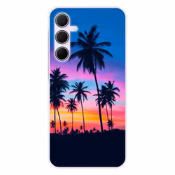 Coque en silicone - Compatible Samsung Galaxy A55 5G - design palmiers colores