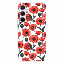 Coque en silicone - Compatible Samsung Galaxy A55 5G - design fleurs de pavot