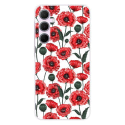 Coque en silicone - Compatible Samsung Galaxy A55 5G - design fleurs de pavot