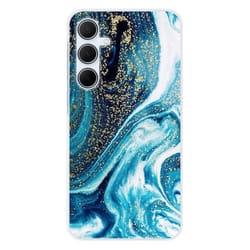 Coque en silicone - Compatible Samsung Galaxy A35 5G - design marbre bleu paillete