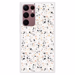 Coque en silicone renforcé imprimée compatible Samsung Galaxy S22 Ultra Terrazzo color