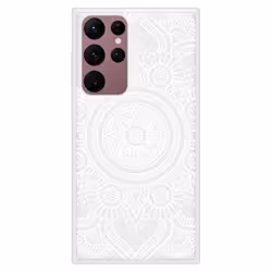 Coque en silicone renforcé - Samsung - Galaxy S22 Ultra - Mandala blanc - Protection accrue - Imprimée brillante