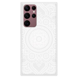 Coque en silicone renforcé - Samsung - Galaxy S22 Ultra - Mandala blanc - Protection accrue - Imprimée brillante