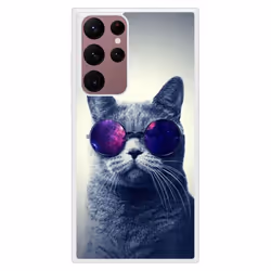 Coque Silicone Renforcée - Samsung - Galaxy S22 Ultra - Antichoc - Design Chat à Lunette - Impression Brillante