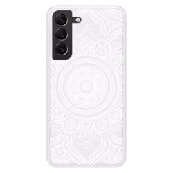 Coque en silicone renforcé - Mandala blanc - Samsung Galaxy S22 Plus - Résistance accrue - Impression brillante