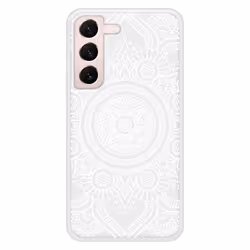Coque en silicone renforcé - Mandala blanc - Samsung Galaxy S22 - Résistance accrue - Impression brillante