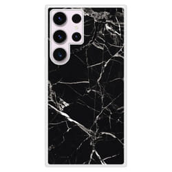 Coque en silicone renforcé imprimée compatible Samsung Galaxy S23 Ultra Marbre Noir