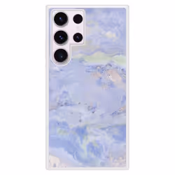 Coque en silicone renforcé imprimée compatible Samsung Galaxy S23 Ultra Marbre Bleu