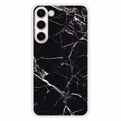 Coque en silicone renforcé imprimée compatible Samsung Galaxy S23 Plus Marbre Noir