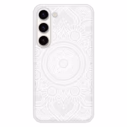 Coque Silicone Renforcée - Samsung - Galaxy S23 - Mandala Blanc - Imprimée en France - Souple