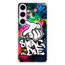 Coque en silicone renforcé imprimée compatible Samsung Galaxy S24 Plus Swag or die
