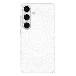 Coque en silicone renforcé - Samsung - Galaxy S24 - Mandala blanc - Protection accrue - Imprimée