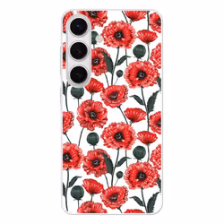 Coque Silicone Renforcée - Samsung - Galaxy S24 - Fleurs de Pavot - Impression Brillante - Résistance Accrue