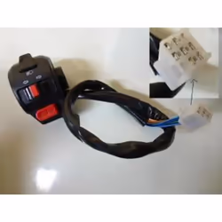 Commodo gauche noir 8 fils pour scooter Chinois bouton klaxon clignotant