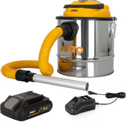 Vito - Aspirateur de cendres 20V + Batterie lithium 2Ah Cuve inox 12L + Filtre hepa + Chargeur