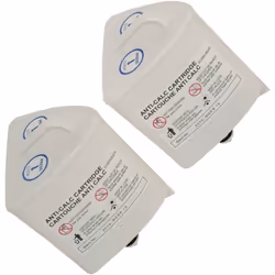 Lot de 2 cartouches anti-calcaire pour Centrale vapeur MOULINEX XD9030E0. Dimensions : 66 x 73 x 93 mm, Contenu: 2 pièces.