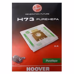 Sac pour Aspirateur - HOOVER - H73 - 4 Sacs Microfibre - Compatible H73 et AT70 - Collecte des Poussières