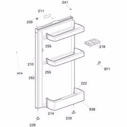 Joint de porte (repère 252) pour Réfrigérateur, congélateur BEKO, DOMEOS, PROLINE 4902424600 Appareils compatibles : [FRIGO,  ...
