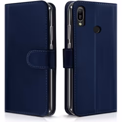 Étui de Protection Portefeuille - Huawei - Y6 2019 - Simili-cuir - Bleu Foncé - Semi-rigide