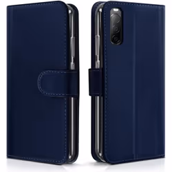 Étui de Protection Portefeuille - Sony - Xperia 10 II - Simili-cuir - Bleu Foncé - Rabat