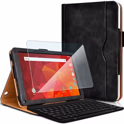 Pack Etui de Protection (Noir) + Clavier Bluetooth + Protection décran en Verre Flexible pour Tablette Logicom La Tab 105