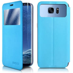 Etui S-view - Orange - Doro 8042 - Couleur Bleu Clair - Coque Semi-rigide - Rabat