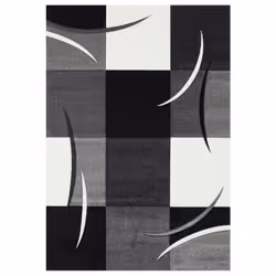Tapis salon 120x170 tissé gris rectangle motif damier TIHO