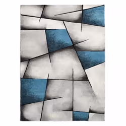 Tapis gèomètrique Rahi bleu