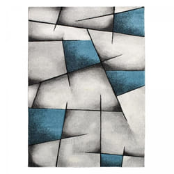 Tapis gèomètrique Rahi bleu
