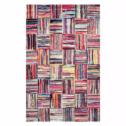 Tapis Jehu aux motifs gèomètriques destructurès multicolores