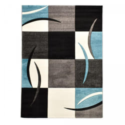 Unamourdetapis - Tapis salon et chambre 60x110 bleu rectangle tissé motif damier comma