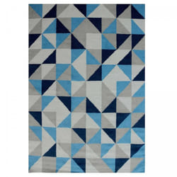 Tapis Kilim tissé à la main en laine motif Géométrique bleu