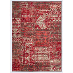 Tapis salon et chambre 140x200 rouge rectangle tissé motif ethnique LYN1