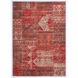 Tapis salon 160x225 tissé rouge rectangle motif ethnique LADI