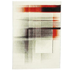 Tapis entrée 60x110 tissé gris et noir rectangle motif géométrique DETU