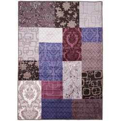 Dezenco - Tapis chambre 57x110 violet rectangle tissé isparta patchwork